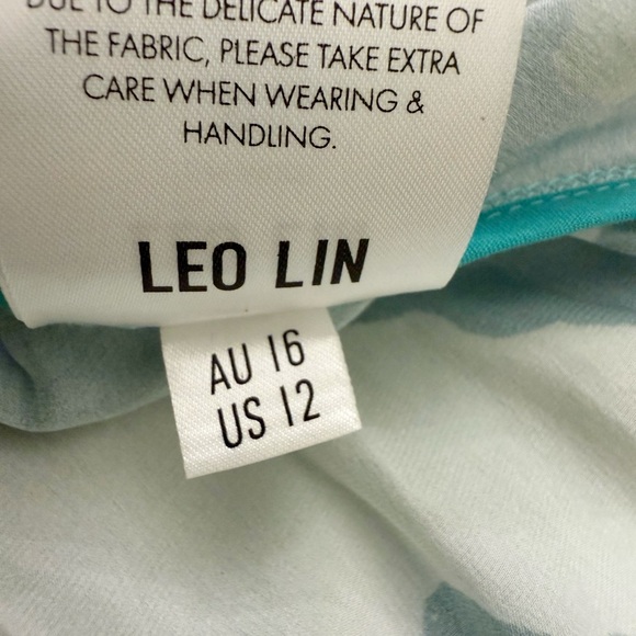 NWT Leo Lin Rachel Cowl Neck Silk Slip Dress Neptune Print in Sea Grass Size 12 - Picture 16 of 16
